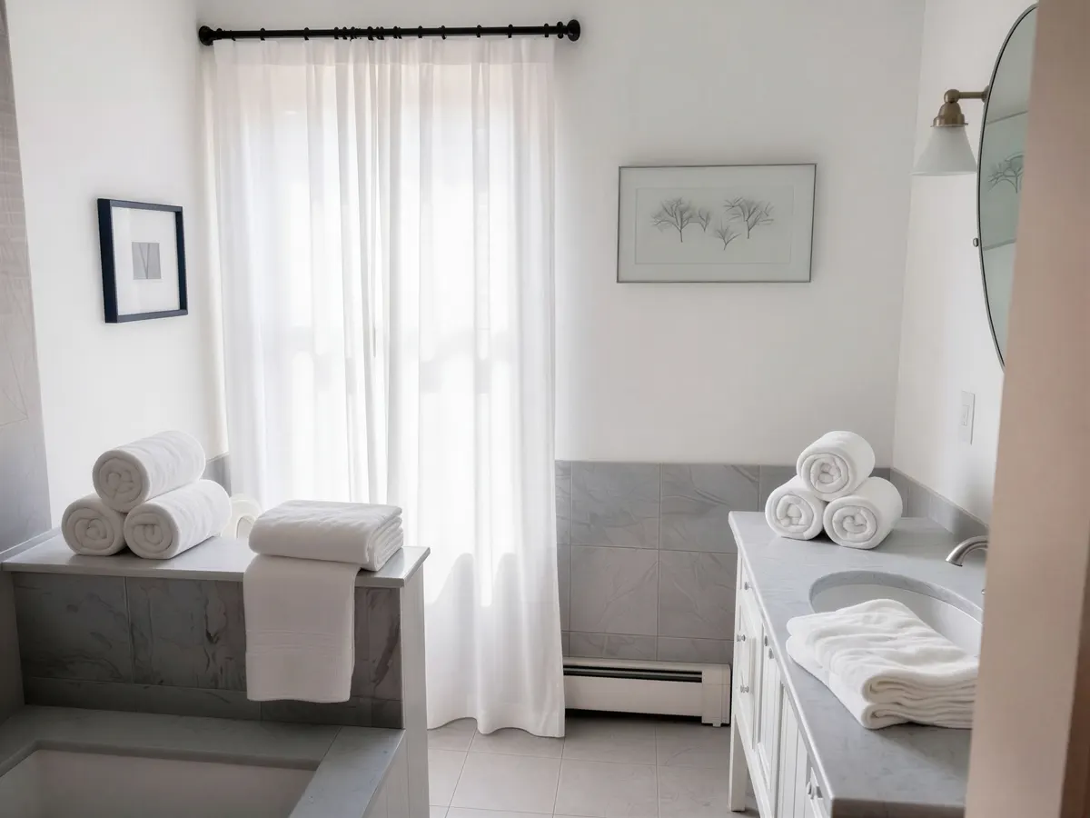 A Spa Inspired bath with natural lighting in Sherborn, MA