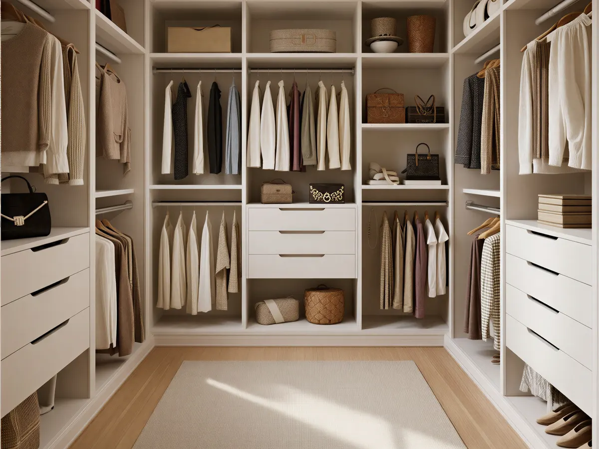 Large interior walk-in closet and dressing room.